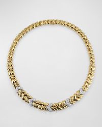NM Estate - Estate 18K And Tapered Corrugated Puff Necklace With Diamonds - Lyst