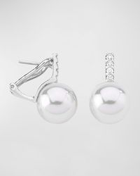 Majorica - Selene Cubic Zirconia And Pearl Omega Earrings - Lyst