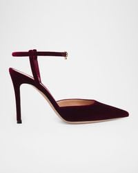 Gianvito Rossi - 95Mm Velvet Ankle-Strap Pumps - Lyst