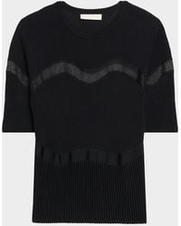 Ulla Johnson - Ayla Wavy-Inset Short-Sleeve Rib Top - Lyst