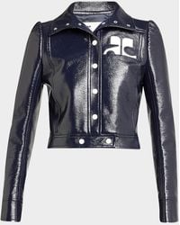Courreges - Textured Vinyl Crop Jacket - Lyst