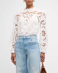 Zimmermann - Lexi Long-Sleeve Embroidered Blouse - Lyst