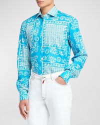 Kiton - Cotton Floral-Print Sport Shirt - Lyst