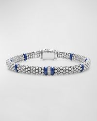 Lagos - Blue Caviar Marine Ceramic And Diamond 1-link Reverse 6mm Rope Bracelet - Lyst