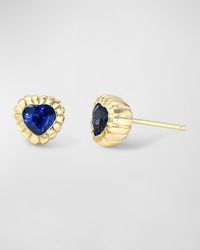 Retrouvai - One-Of-A-Kind Sapphire Heirloom Bezel Stud Earrings - Lyst