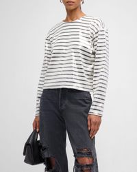 FRAME - Stripe Long-Sleeve Sequined Top - Lyst