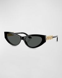 Versace - Greca Mixed-Media Cat-Eye Sunglasses - Lyst