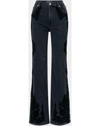 Veronica Beard - Crosbie Embroidered Slim Wide-Leg Jeans - Lyst