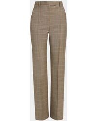 McQueen - Prince Of Wales Wool Straight-Leg Trousers - Lyst
