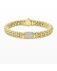 Lagos - 18k Caviar Gold Diamond Rope Bracelet - 9mm, Size M - Lyst