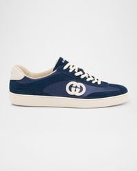 Gucci - Apos;S G75 Canvas And Suede T-Toe Low-Top Sneakers - Lyst