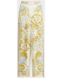 Versace - Underwater Barocco Foulard Silk Twill Wide-Leg Pull-On Pants - Lyst