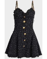 Balmain - Chain-Straps Polka Dot Tweed Mini Dress - Lyst