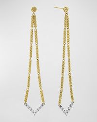 Lagos - 18k Gold Superfine Caviar Beading And Diamond Chevron-shape Drop Earrings - Lyst