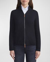 Lafayette 148 New York - Plus Size Fitted Cotton-Silk Bomber Sweater - Lyst