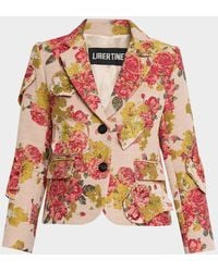 Libertine - Lizzy Bennett Patched Floral Brocade Single-Breasted Jacket - Lyst