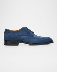 Kiton - Apos;S Calfskin Suede Wingtip Brogue Derby Shoes - Lyst
