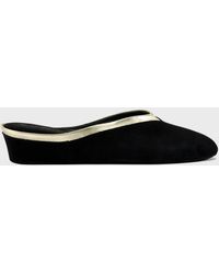 Jacques Levine - Suede Wedge Mule Slippers - Lyst