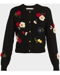 Alice + Olivia - Dollie Floral Crewneck Cardigan - Lyst