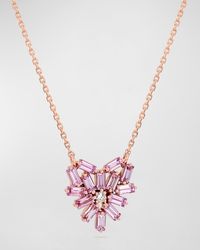 Suzanne Kalan - 18k Gold Fireworks Small Pink Sapphire & Diamond Heart Pendant Necklace - Lyst