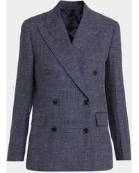 Ferragamo - Double-Breasted Wool-Linen Jacket - Lyst