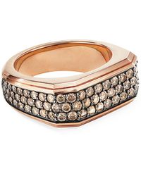 David Yurman Men's Pave Wide Roman Signet Ring - Metallic