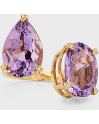 Piranesi - 18K Oval And Pear Shaped Amethyst Ring With Round Diamonds, Size 5.5 - Lyst