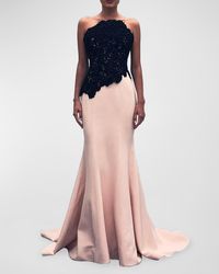 Romona Keveža - Embellished Lace Strapless Trumpet Gown - Lyst
