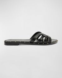 SCHUTZ SHOES - Phoenix Studded Leather Flat Sandals - Lyst