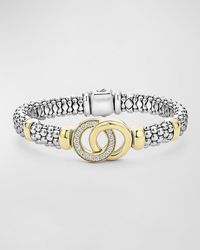 Lagos - Sterling Silver 18k Signature Caviar Bracelet With Diamonds, 9mm - Lyst