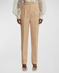 Ralph Lauren Collection - Evanne Mid-Rise Straight-Leg Linen-Silk Pants - Lyst