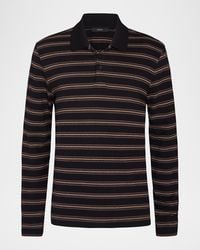 Vince - Apos;S Striped Cotton-Blend Long-Sleeve Polo Shirt - Lyst