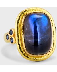 Elizabeth Locke - 19k Cushion Cut Labradorite And Blue Sapphire Ring, Size 6.5 - Lyst