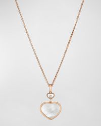 Chopard - Happy Hearts 18k Rose Gold Mother-of-pearl & Diamond Long Pendant Necklace - Lyst