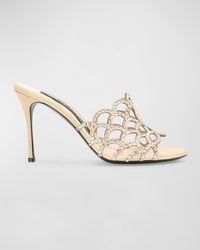 Sergio Rossi - Strass Leather Caged Mule Sandals - Lyst