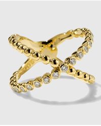 Lagos - 18k Caviar Gold Diamond X Ring, Size 7 - Lyst