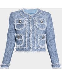 Maison Common - Cotton-Blend Short Jacket With Fringe Trim - Lyst