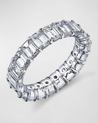 Neiman Marcus - Platinum Emerald-Cut Diamond Buttercup Eternity Ring, Size 6 - Lyst