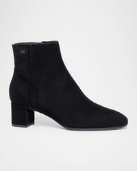 Santoni - Suede Block-Heel Ankle Booties - Lyst