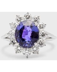 NM Estate - Estate Platinum Purple Sapphire Oval And Diamond Halo Ring, Size 6.75 - Lyst