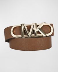 Michael Kors - Logo Buckle Leather Waist Belt - Lyst