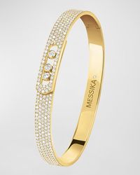 Messika - Move Uno 18k Yellow Gold Diamond Pave Bangle Bracelet, Size Medium - Lyst