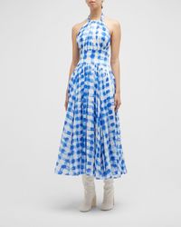 Rosie Assoulin - In The Name Of Love Check-Print Halter Midi Dress - Lyst