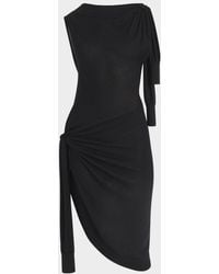 Ferragamo - Knotted Sleeveless Silk-Cotton Knit Midi Dress - Lyst