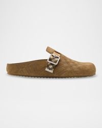 Burberry - Apos;S Urchin Suede Check-Embossed Clogs - Lyst