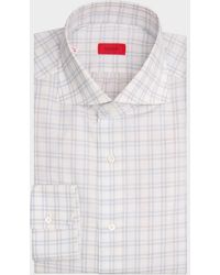 Isaia - Graph Check Cotton Spread-Collar Dress Shirt - Lyst