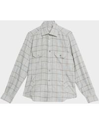 Kiton - Wool-Blend Plaid Overshirt With Pockets - Lyst