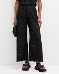 Johnny Was - Kitt Cropped Wide-Leg Floral Lace Pants - Lyst