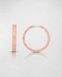 Roberto Coin - Princess 18k Rose Gold Diamond Hoop Earrings - Lyst