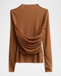 SER.O.YA - Saffy Ruched Criss-Cross Mesh Top - Lyst